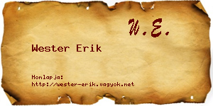 Wester Erik névjegykártya
